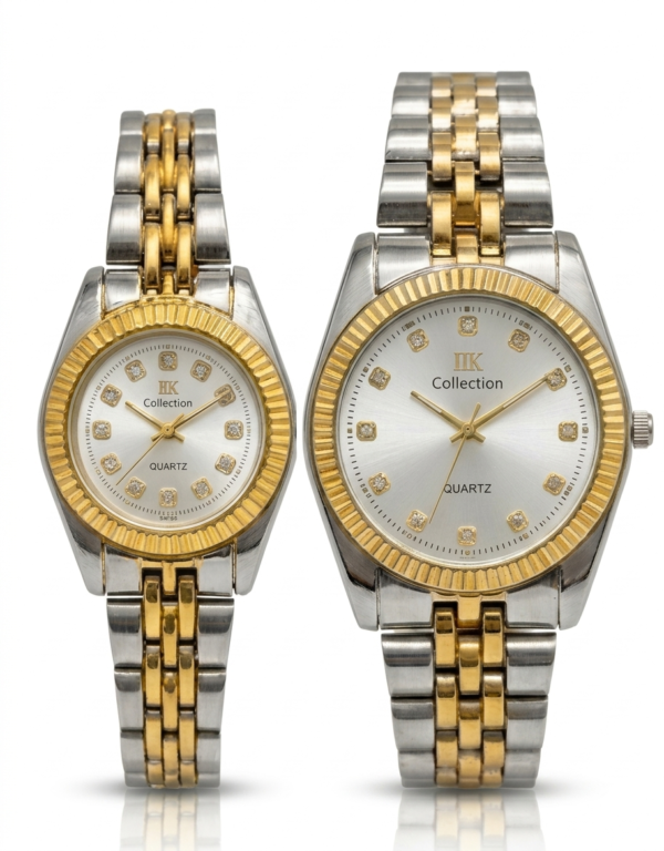 Elegant Two-Tone Couple’s Watch Set
